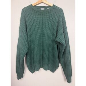 Vintage Gap Chunky Knit‎ Green Sweater Fisherman Pullover Heritage Preppy Ivy LG